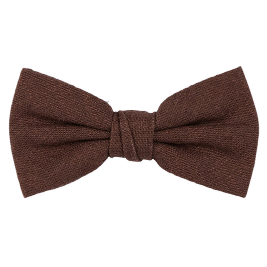 Brown Linen Cotton Blend Bow Tie