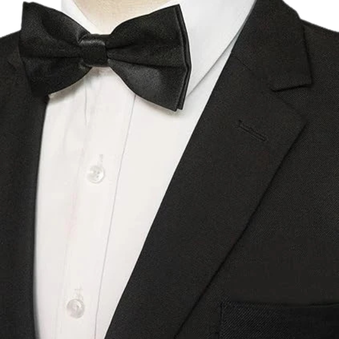 Black Polyester Pre-Tied Adjustable Bow Tie
