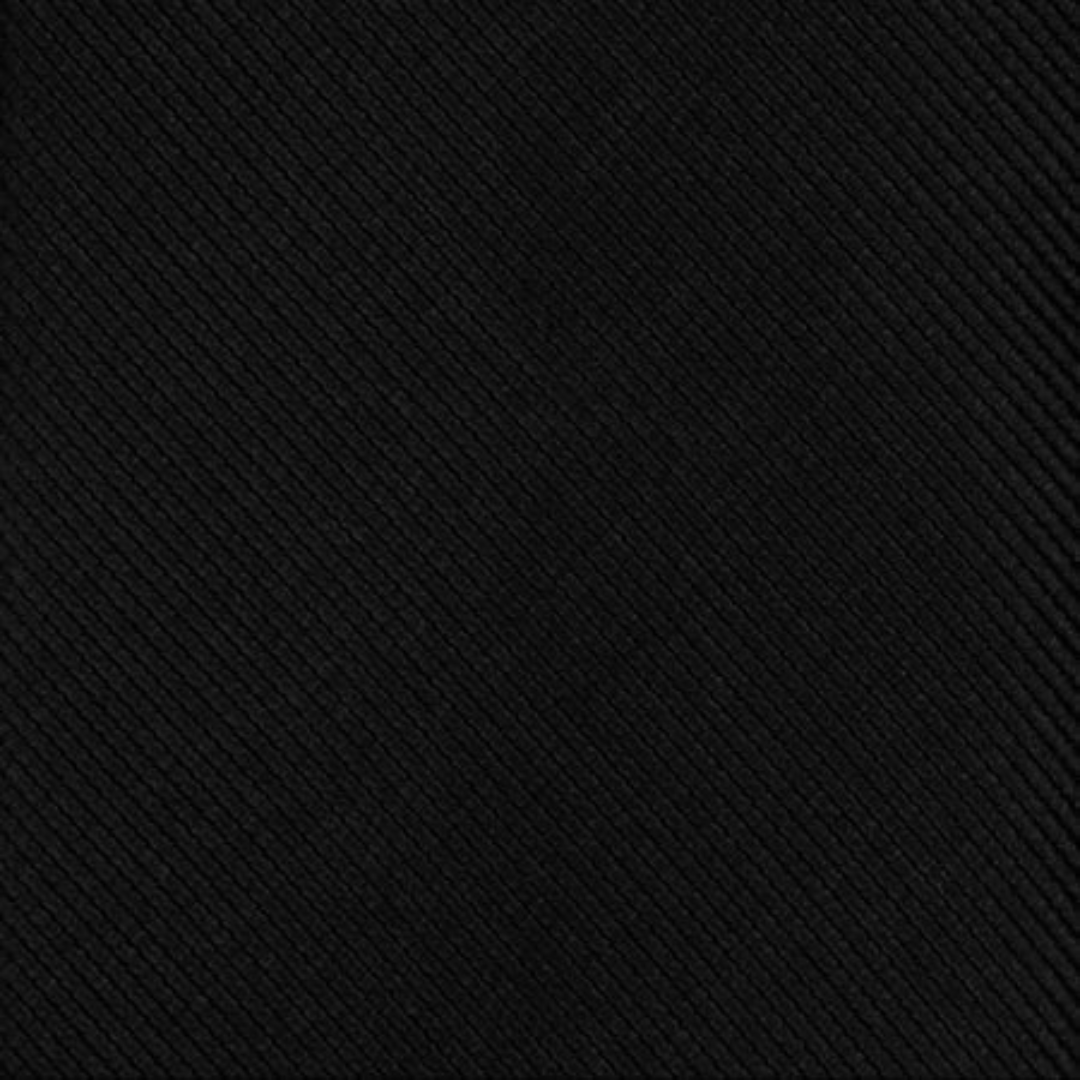 Solid Black Silk Necktie with Ribbed Grosgrain Texture