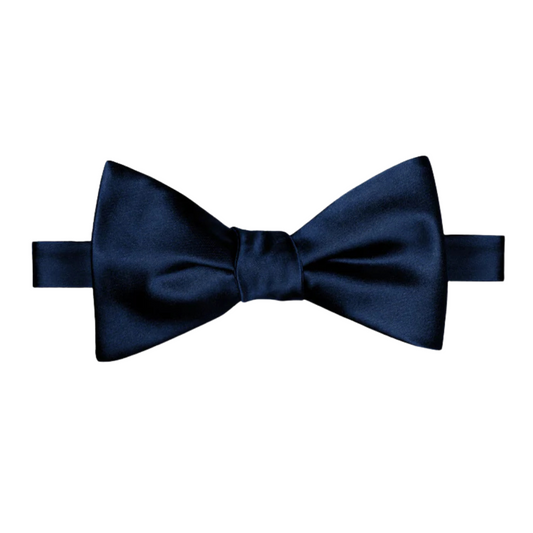 Midnight Navy Satin Bow Tie
