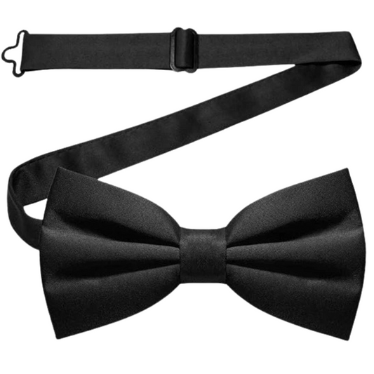 Black Polyester Pre-Tied Adjustable Bow Tie
