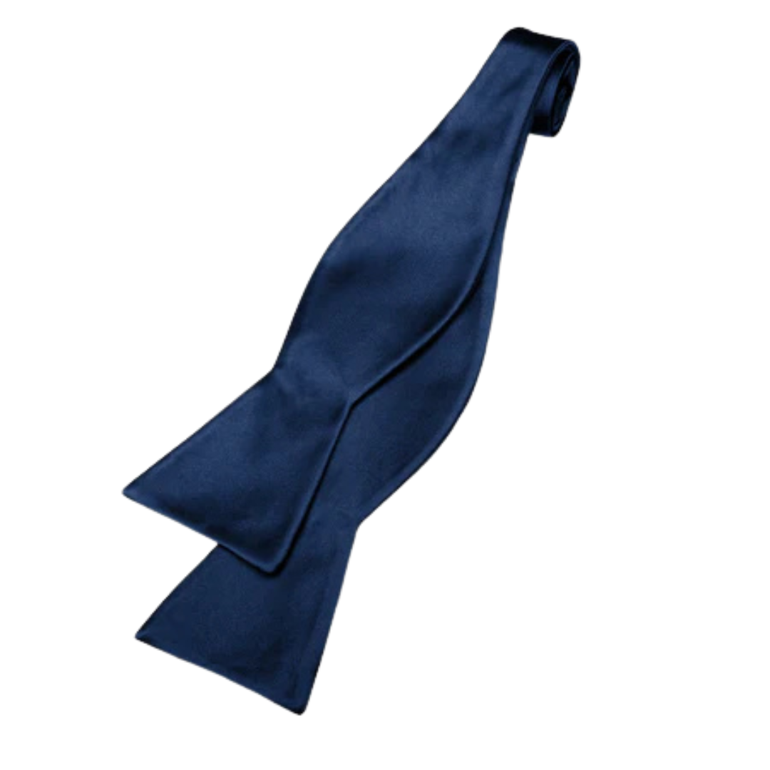 Midnight Navy Satin Bow Tie