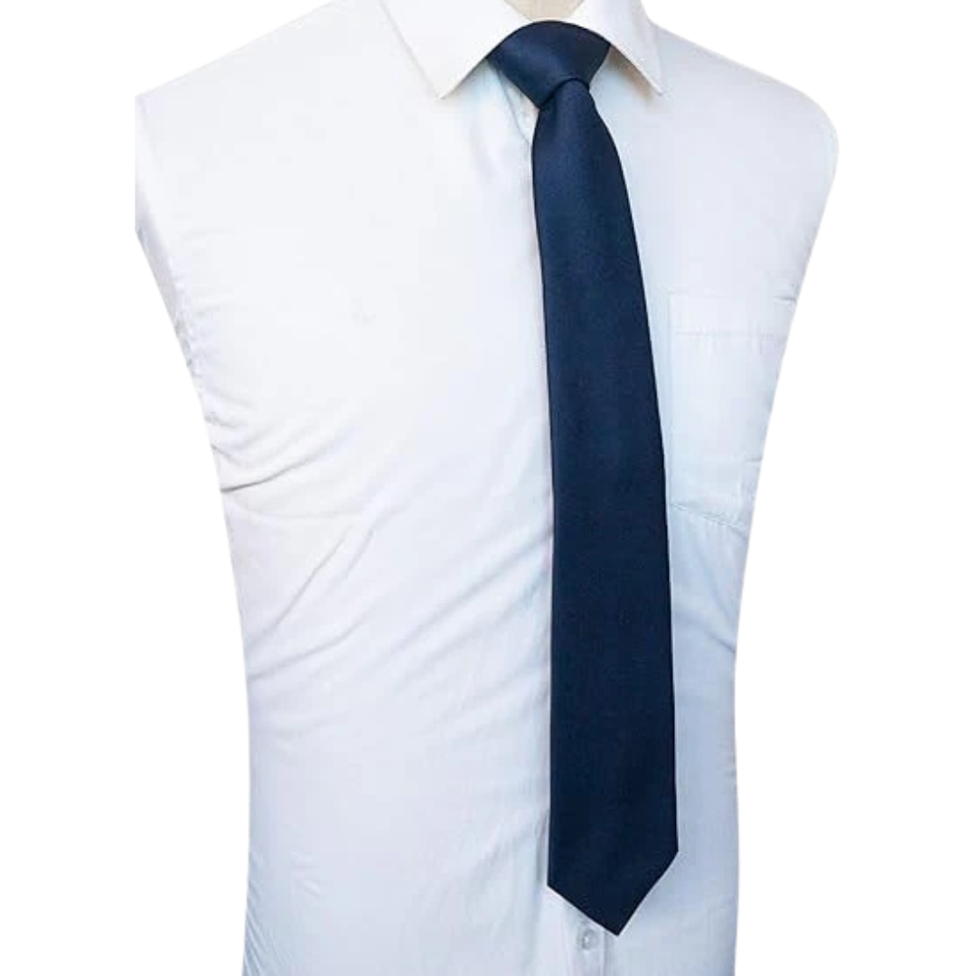 Blue Satin Polyester Necktie with Jacquard Weave