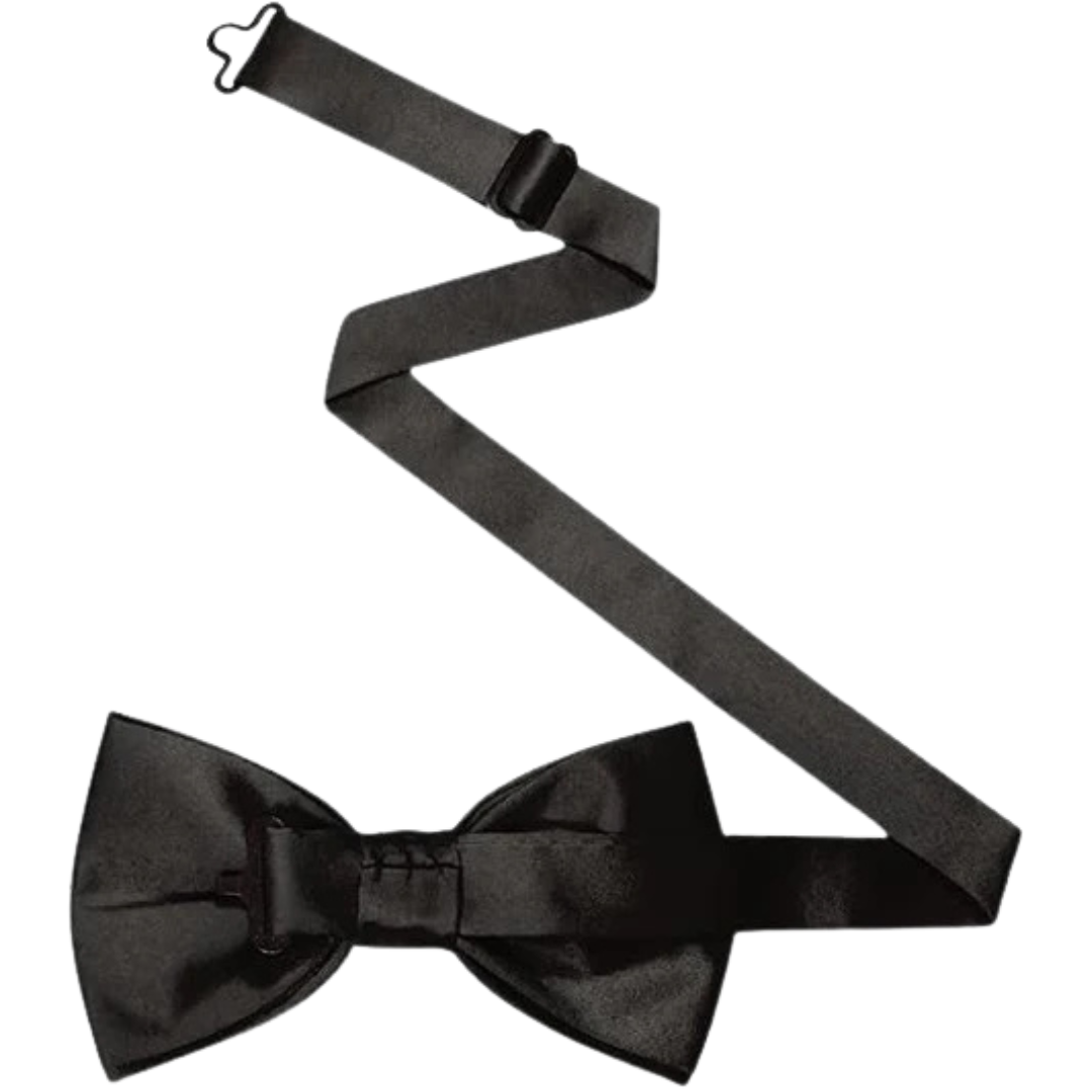 Black Polyester Pre-Tied Adjustable Bow Tie
