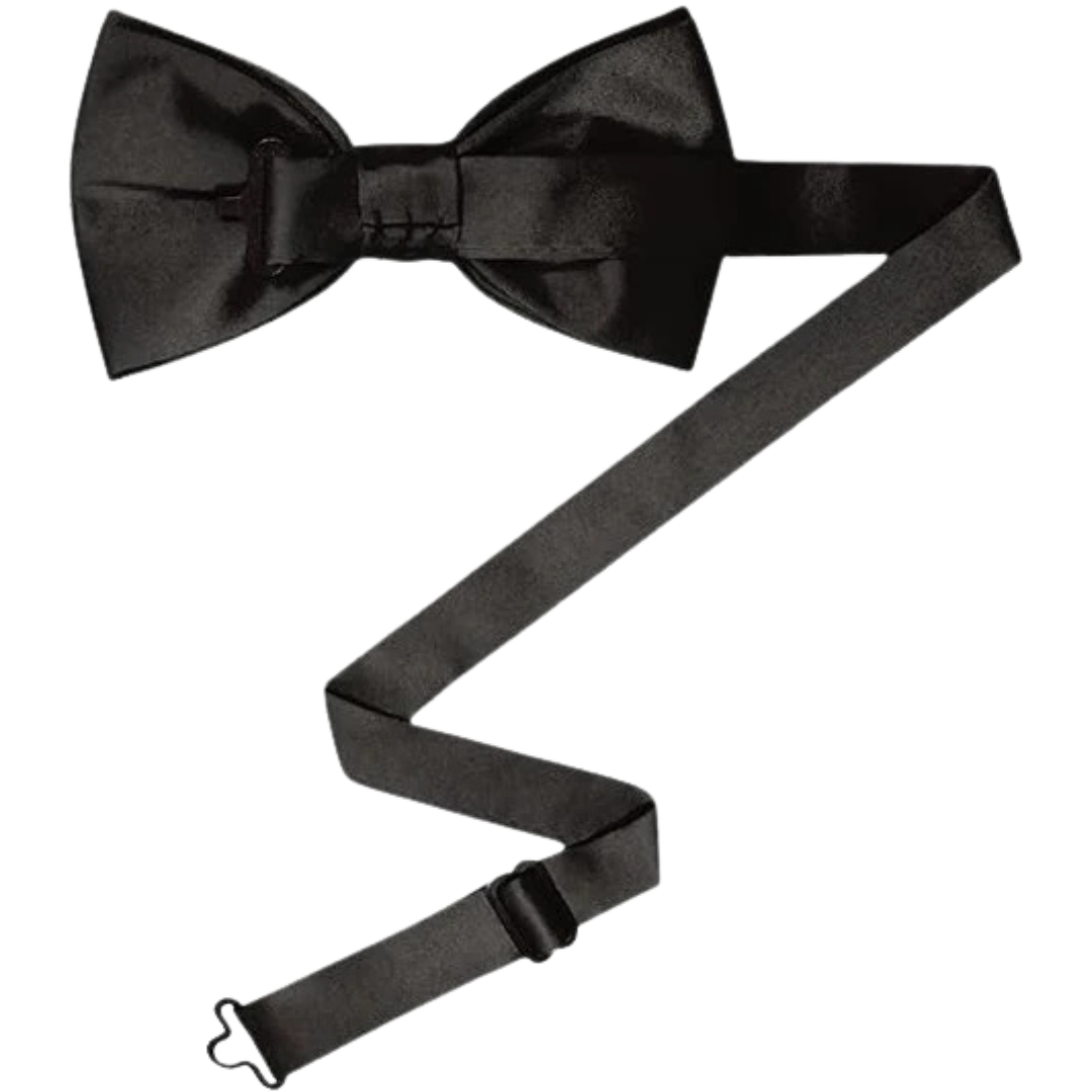 Black Polyester Pre-Tied Adjustable Bow Tie